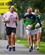 28 June 2020; Rory O'Connor of Rory Stories with Meath football manager Andy McEntee during the Solo For Livie Challenge in Ashbourne, Meath. The fundraising event is in support of 9 month old Livie Mulhern, from Balrath in Meath. Livie has been diagnosed with a rare and serious genetic neuromuscular condition called spinal muscular atrophy (SMA) type 1. SMA is caused by a gene deletion which results in deterioration of Livie’s nerve cells connecting her brain and spinal cord to her body’s muscles. The money raised from the event will be put towards a once-off gene therapy called Zolgensma, which is currently only available in the USA. It is the worlds most expensive treatment at a cost of $2,100,000. Photo by Ramsey Cardy/Sportsfile