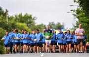 28 June 2020; Rory O'Connor of Rory Stories and Meath football manager Andy McEntee, left, with members of Garristown GAA Club during the Solo For Livie Challenge in Garristown, Meath. The fundraising event is in support of 9 month old Livie Mulhern, from Balrath in Meath. Livie has been diagnosed with a rare and serious genetic neuromuscular condition called spinal muscular atrophy (SMA) type 1. SMA is caused by a gene deletion which results in deterioration of Livie’s nerve cells connecting her brain and spinal cord to her body’s muscles. The money raised from the event will be put towards a once-off gene therapy called Zolgensma, which is currently only available in the USA. It is the worlds most expensive treatment at a cost of $2,100,000. Photo by Ramsey Cardy/Sportsfile