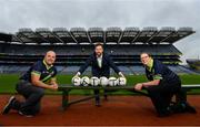 29 June 2020; Pitch Perfect! Tour Guides at the GAA Museum and Tours at Croke Park celebrate their reopening, pictured, from left, Cian Nolan, Paul Cashin, GAA Museum Front of House Manager and former Carlow Football captain, and Siobhan Doyle. The inspiring Stadium Tour, thrilling Skyline Tour and treasured GAA Museum are now open to the public.  With the GAA All-Ireland Senior Championships postponed until October, this is your only chance to visit Croke Park this summer, making them this season’s hottest tickets!  For more see www.crokepark.ie/tours. Photo by Ramsey Cardy/Sportsfile