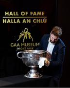 29 June 2020; Paul Cashin, GAA Museum Front of House Manager and former Carlow Football captain, gives the Sam Maguire cup one final polish before re-opening the museum and Tours at Croke Park. The inspiring Stadium Tour, thrilling Skyline Tour and treasured GAA Museum are now open to the public.  With the GAA All-Ireland Senior Championships postponed until October, this is your only chance to visit Croke Park this summer, making them this season’s hottest tickets!  For more see www.crokepark.ie/tours. Photo by Ramsey Cardy/Sportsfile