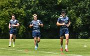 29 June 2020; Robbie Henshaw, right, Jimmy O'Brien, centre, and Rory O'Loughlin during Leinster rugby squad training at UCD in Dublin. Rugby teams have been approved for return of restricted training under IRFU and the Irish Government’s Roadmap for Reopening of Society and Business following strict protocols allowing it to return in a phased manner, having been suspended since March due to the Irish Government's efforts to contain the spread of the Coronavirus (COVID-19) pandemic. Photo by Marcus Ó Buachalla for Leinster Rugby via Sportsfile