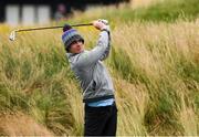 29 June 2020; Stuart Grehan watches his tee shot from the 3rd tee box during the Flogas Irish Scratch Series at the Seapoint Golf Club in Termonfeckin, Louth. Photo by Matt Browne/Sportsfile