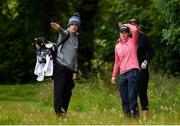 29 June 2020; Leona Maguire on the 4th tee box with Stuart Grehan and Olivia Mehaffey during the Flogas Irish Scratch Series at the Seapoint Golf Club in Termonfeckin, Louth. Photo by Matt Browne/Sportsfile