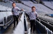 29 June 2020; Twins Thomas, right, and Daniel Gribbin, aged 7 from Castledawson in Derry celebrate the reopening of the GAA Museum and Tours at Croke Park. The inspiring Stadium Tour, thrilling Skyline Tour and treasured GAA Museum are now open to the public. With the GAA All-Ireland Senior Championships postponed until October, this is your only chance to visit Croke Park this summer, making them this season’s hottest tickets! For more see www.crokepark.ie/tours Photo by Sam Barnes/Sportsfile