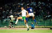 30 June 1990; Tony Cascarino of Republic of Ireland in action against Riccardo Ferri of Italy during the FIFA World Cup 1990 Quarter-Final match between Italy and Republic of Ireland at the Stadio Olimpico in Rome, Italy. Photo by Ray McManus/Sportsfile