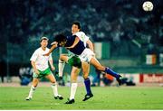 30 June 1990; Tony Cascarino of Republic of Ireland in action against Guiseppe Giannini of Italy during the FIFA World Cup 1990 Quarter-Final match between Italy and Republic of Ireland at the Stadio Olimpico in Rome, Italy. Photo by Ray McManus/Sportsfile