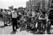 25 June 1990; Republic of Ireland supporters queue for match tickets prior to the FIFA World Cup 1990 Round of 16 match between Republic of Ireland and Romania at the Stadio Luigi Ferraris in Genoa, Italy. Photo by Ray McManus/Sportsfile