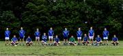 30 June 2020; St Sylvester's players perform a socially distanced team photograph ahead of the Junior B Hurling Challenge game between St Sylvester's and St Patrick's Donabate at Malahide Castle Pitches in Dublin. Photo by Piaras Ó Mídheach/Sportsfile