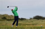 29 June 2020; Sam Murphy watches his tee shot from the 13th during the Flogas Irish Scratch Series at the Seapoint Golf Club in Termonfeckin, Louth. Photo by Matt Browne/Sportsfile