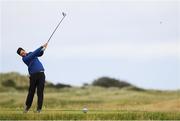 29 June 2020; Craig Melvin watches his tee shot from the 13th during the Flogas Irish Scratch Series at the Seapoint Golf Club in Termonfeckin, Louth. Photo by Matt Browne/Sportsfile