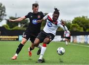 3 July 2020; Nathan Oduwa, right, in action against Cameron Dummigan during a Dundalk training match at Oriel Park in Dundalk, Louth. Photo by Ben McShane/Sportsfile