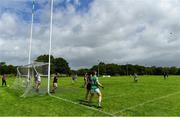 5 July 2020; Players watch a high ball dropping in to the square during the Senior Football Club Challenge match between Listry and Dromid Pearses at Listry GAA club in Listry, Kerry. GAA training and challenge matches continue to take place ahead of the official GAA restart of competitive matches from Friday 17 July in an effort to contain the spread of the coronavirus Covid-19 pandemic. Photo by Brendan Moran/Sportsfile