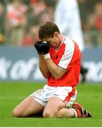 7 July 2002; Kieran McGeeney, Armagh captain pictured at the fianl whistle, Armagh v Donegal, Ulster Football Final, St Tighearnachs Park, Clones, Co. Monaghan. Photo by David Maher/Sportsfile