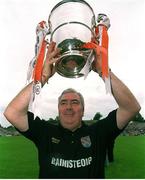 8 July 2002; Armagh manager Joe Kernan pictured with the Anglo Celt Cup. Armagh v Donegal, Ulster Football Final, St Tighearnachs Park, Clones, Co. Monaghan. Photo by David Maher/Sportsfile