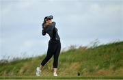 6 July 2020; Olivia Mehaffey watches her tee shot on the 11th during the Flogas Irish Scratch Series at the Seapoint Golf Club in Termonfeckin, Louth. Photo by Seb Daly/Sportsfile