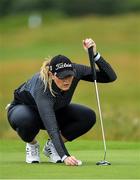 6 July 2020; Olivia Mehaffey lines up her putt on the 11th green during the Flogas Irish Scratch Series at the Seapoint Golf Club in Termonfeckin, Louth. Photo by Seb Daly/Sportsfile