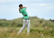 6 July 2020; Dermot McElroy watches his tee shot on the 11th during the Flogas Irish Scratch Series at the Seapoint Golf Club in Termonfeckin, Louth. Photo by Seb Daly/Sportsfile