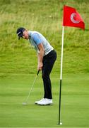 6 July 2020; Dylan Keating watches his putt on the 10th green during the Flogas Irish Scratch Series at the Seapoint Golf Club in Termonfeckin, Louth. Photo by Seb Daly/Sportsfile