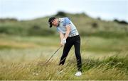 6 July 2020; Dylan Keating plays his tee shot on the 11th during the Flogas Irish Scratch Series at the Seapoint Golf Club in Termonfeckin, Louth. Photo by Seb Daly/Sportsfile