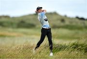 6 July 2020; Dylan Keating watches his tee shot on the 11th during the Flogas Irish Scratch Series at the Seapoint Golf Club in Termonfeckin, Louth. Photo by Seb Daly/Sportsfile