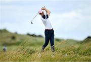 6 July 2020; Robert Galligan watches his tee shot on the 11th during the Flogas Irish Scratch Series at the Seapoint Golf Club in Termonfeckin, Louth. Photo by Seb Daly/Sportsfile