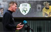 8 July 2020; Republic of Ireland manager Stephen Kenny during a press conference at FAI Headquarters in Abbotstown, Dublin. Photo by Stephen McCarthy/Sportsfile