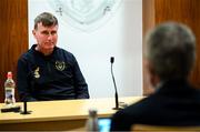 8 July 2020; Republic of Ireland manager Stephen Kenny during a press conference at FAI Headquarters in Abbotstown, Dublin. Photo by Stephen McCarthy/Sportsfile