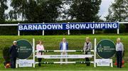 9 July 2020; International rider Ger O'Neill, centre, with, from left, Ronan Murphy, CEO of Horse Sport Ireland, Alison Corbally from Horse Sport Ireland, Sharon Fitzpatrick and Maurice Cousins, from the IBC committee, in attendance during the launch of The Irish Breeders Classic at the Barnadown Equestrian Centre in Gorey, Wexford. Photo by Matt Browne/Sportsfile