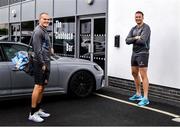 9 July 2020; Jacob Stockdale, left, and Kieran Treadwell arrive for an Ulster Rugby squad training session at Kingspan Stadium in Belfast. Photo by Robyn McMurray for Ulster Rugby via Sportsfile