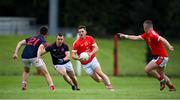 9 July 2020; Paul Flynn of Fingallians in action against Conor Doran of Clontarf during the Senior Football Club Challenge match between Fingallians and Clontarf at Lawless Memorial Park in Swords, Dublin. Photo by Stephen McCarthy/Sportsfile