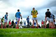 9 July 2020; Fingallians manager John Quinn speaks to his players prior to the Senior Football Club Challenge match between Fingallians and Clontarf at Lawless Memorial Park in Swords, Dublin. Photo by Stephen McCarthy/Sportsfile