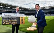 10 July 2020; Uachtarán Chumann Lúthchleas Gael John Horan and Irish Life CEO Declan Bulger in attendance during the launch of the MyLife GAA Healthy Clubs Steps Challenge at Croke Park in Dublin. Photo by David Fitzgerald/Sportsfile
