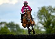 10 July 2020; Dawn Raider, with Paul Cawley up, jumps the first during the KilbegganRaces.com Hurdle at Kilbeggan Racecourse in Kilbeggan, Westmeath. Photo by Seb Daly/Sportsfile