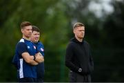 12 July 2020; Shelbourne coaches Damien Duff, right, Luke Byrne, left, and Lee Raethorne during the U17 Club Friendly match between Shelbourne and Bray Wanderers at AUL Complex in Clonsaugh, Dublin. Photo by Stephen McCarthy/Sportsfile