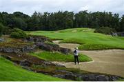 13 July 2020; Chris Black watches his shot from the bunker on the 7th hole during the Flogas Irish Scratch Series at The K Club in Straffan, Kildare. Photo by Ramsey Cardy/Sportsfile