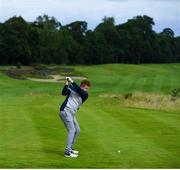 13 July 2020; Darragh Flynn hits his tee shot on the 7th hole during the Flogas Irish Scratch Series at The K Club in Straffan, Kildare. Photo by Ramsey Cardy/Sportsfile