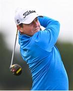 13 July 2020; Jamie King watches his tee shot on the 6th hole during the Flogas Irish Scratch Series at The K Club in Straffan, Kildare. Photo by Ramsey Cardy/Sportsfile