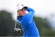 13 July 2020; Josh Murtagh watches his tee shot on the 6th hole during the Flogas Irish Scratch Series at The K Club in Straffan, Kildare. Photo by Ramsey Cardy/Sportsfile