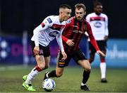 14 July 2020; Darragh Leahy of Dundalk in action against Luke Wade Slater of Bohemians during a Club Friendly between Dundalk and Bohemians at Oriel Park in Dundalk, Louth. Photo by Ben McShane/Sportsfile