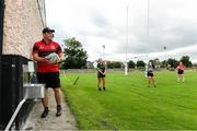 17 July 2020; Head coach David Hanlon with his players during Tullamore Women's RFC Squad Training Session. Ahead of the Contact Rugby Stage of the IRFU’s Return to Rugby Guidelines commencing on Monday 20th July, the Tullamore women's squad returned to non-contact training this week at Tullamore Rugby Football Club in Tullamore, Offaly. The Contact Rugby Stage will also see the relaunch of the Bank of Ireland Leinster Rugby Summer Camps in 21 venues across the province. Photo by Matt Browne/Sportsfile