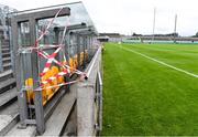 17 July 2020; A general view of a dug-out that is closed off at the Leinster GAA Colleges Senior A Football Final match between Naas CBS and St Joseph's SS, Rochfortbridge at Bord na Móna O'Connor Park in Tullamore, Offaly. Competitive GAA matches have been approved to return following the guidelines of Phase 3 of the Irish Government’s Roadmap for Reopening of Society and Business and protocols set down by the GAA governing authorities. With games having been suspended since March, competitive games can take place with updated protocols including a limit of 200 individuals at any one outdoor event, including players, officials and a limited number of spectators, with social distancing, hand sanitisation and face masks being worn by those in attendance among other measures in an effort to contain the spread of the Coronavirus (COVID-19) pandemic. Photo by Piaras Ó Mídheach/Sportsfile