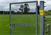 17 July 2020; A view of a sanitising station ahead of the Down County Senior Football League Division 1A match between Clonduff and Kilcoo at Clonduff Park in Newry, Down. Competitive GAA matches have been approved to return following the guidelines of Northern Ireland’s COVID-19 recovery plan and protocols set down by the GAA governing authorities. With games having been suspended since March, competitive games can take place with updated protocols with only players, officials and essential personnel permitted to attend, social distancing, hand sanitisation and face masks being worn by those in attendance in an effort to contain the spread of the Coronavirus (COVID-19) pandemic. Photo by Sam Barnes/Sportsfile