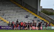 17 July 2020; The Oulart the Ballagh team take a water break during the Wexford County Senior Hurling Championship Group A Round 1 match between Oulart the Ballagh and St Martin's at Chadwicks Wexford Park in Wexford. Competitive GAA matches have been approved to return following the guidelines of Phase 3 of the Irish Government’s Roadmap for Reopening of Society and Business and protocols set down by the GAA governing authorities. With games having been suspended since March, competitive games can take place with updated protocols including a limit of 200 individuals at any one outdoor event, including players, officials and a limited number of spectators, with social distancing, hand sanitisation and face masks being worn by those in attendance among other measures in an effort to contain the spread of the Coronavirus (COVID-19) pandemic. Photo by Brendan Moran/Sportsfile