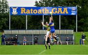 17 July 2020; Sean Clare of Syddan, left, and Ben McGowan of Ratoath contest the throw in during the Meath County Senior Football League Division 1 Group C Round 1 match between Ratoath and Syddan at Sean Eiffe Park in Ratoath, Meath. Competitive GAA matches have been approved to return following the guidelines of Phase 3 of the Irish Government’s Roadmap for Reopening of Society and Business and protocols set down by the GAA governing authorities. With games having been suspended since March, competitive games can take place with updated protocols including a limit of 200 individuals at any one outdoor event, including players, officials and a limited number of spectators, with social distancing, hand sanitisation and face masks being worn by those in attendance among other measures in an effort to contain the spread of the Coronavirus (COVID-19) pandemic. Photo by Seb Daly/Sportsfile