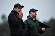 17 July 2020; East Belfast manager Shea Curran, left, and selector Conor Riley during the 2020 Down GAA ACFL Division 4B match between St Michael's and East Belfast at St Michael's GAA Ground in Magheralin, Down. Competitive GAA matches have been approved to return following the guidelines of Northern Ireland’s COVID-19 recovery plan and protocols set down by the GAA governing authorities. With games having been suspended since March, competitive games can take place with updated protocols with only players, officials and essential personnel permitted to attend, social distancing, hand sanitisation and face masks being worn by those in attendance in an effort to contain the spread of the Coronavirus (COVID-19) pandemic. Photo by David Fitzgerald/Sportsfile