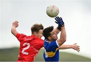 18 July 2020; Matthew McClean of Kilcar in action against Cillian Gildea of Killybegs during the Donegal County Divisional League Division 1 Section B match between Kilcar and Killybegs at Towney Park in Kilcar, Donegal. Competitive GAA matches have been approved to return following the guidelines of Phase 3 of the Irish Government’s Roadmap for Reopening of Society and Business and protocols set down by the GAA governing authorities. With games having been suspended since March, competitive games can take place with updated protocols including a limit of 200 individuals at any one outdoor event, including players, officials and a limited number of spectators, with social distancing, hand sanitisation and face masks being worn by those in attendance among other measures in an effort to contain the spread of the Coronavirus (COVID-19) pandemic. Photo by Seb Daly/Sportsfile