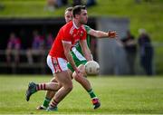 18 July 2020; Killian Mulhall of Athy in action against Alan Smith of Sarsfields during the Kildare County Senior Football League Division 1 Section B Round 1 match between Athy and Sarsfields at Athy GAA Club in Athy in Kildare. Competitive GAA matches have been approved to return following the guidelines of Phase 3 of the Irish Government’s Roadmap for Reopening of Society and Business and protocols set down by the GAA governing authorities. With games having been suspended since March, competitive games can take place with updated protocols including a limit of 200 individuals at any one outdoor event, including players, officials and a limited number of spectators, with social distancing, hand sanitisation and face masks being worn by those in attendance among other measures in an effort to contain the spread of the Coronavirus (COVID-19) pandemic. Photo by Piaras Ó Mídheach/Sportsfile