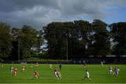 18 July 2020; A general view of the action during the Michael Walsh Secondary Senior Football League match between Breaffy and Garrymore at Breaffy GAA Club in Mayo. Competitive GAA matches have been approved to return following the guidelines of Phase 3 of the Irish Government’s Roadmap for Reopening of Society and Business and protocols set down by the GAA governing authorities. With games having been suspended since March, competitive games can take place with updated protocols including a limit of 200 individuals at any one outdoor event, including players, officials and a limited number of spectators, with social distancing, hand sanitisation and face masks being worn by those in attendance among other measures in an effort to contain the spread of the Coronavirus (COVID-19) pandemic. Photo by Stephen McCarthy/Sportsfile