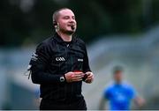 17 July 2020; Referee Patrick Coyle during the Leinster GAA Colleges Senior A Football Final match between Naas CBS and St Joseph's SS, Rochfortbridge at Bord na Móna O'Connor Park in Tullamore, Offaly. Competitive GAA matches have been approved to return following the guidelines of Phase 3 of the Irish Government’s Roadmap for Reopening of Society and Business and protocols set down by the GAA governing authorities. With games having been suspended since March, competitive games can take place with updated protocols including a limit of 200 individuals at any one outdoor event, including players, officials and a limited number of spectators, with social distancing, hand sanitisation and face masks being worn by those in attendance among other measures in an effort to contain the spread of the Coronavirus (COVID-19) pandemic. Photo by Piaras Ó Mídheach/Sportsfile