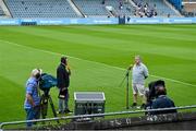 19 July 2020; Kilmacud Crokes co-manager Kieran Dowling, is interviewed for TG4, ahead of the Dublin County Senior Hurling Championship Round 1 match between Ballyboden St Enda's and Kilmacud Crokes at Parnell Park in Dublin. Competitive GAA matches have been approved to return following the guidelines of Phase 3 of the Irish Government’s Roadmap for Reopening of Society and Business and protocols set down by the GAA governing authorities. With games having been suspended since March, competitive games can take place with updated protocols including a limit of 200 individuals at any one outdoor event, including players, officials and a limited number of spectators, with social distancing, hand sanitisation and face masks being worn by those in attendance among other measures in an effort to contain the spread of the Coronavirus (COVID-19) pandemic. Photo by Ramsey Cardy/Sportsfile